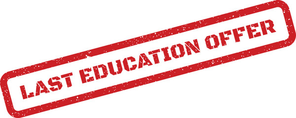 A textured rectangular rubber stamp notification showcasing a final education offer for learning courses and training programs