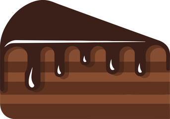Rich chocolate cake slice with dripping ganache frosting