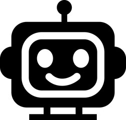 Robot face icon artificial intelligence AI chatbot android avatar head symbol pack, robotics automation machine humanoid bot kit, synonym cyborg AI digital assistant