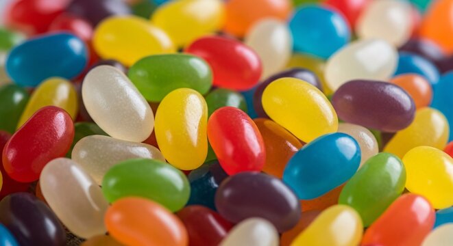 Colorful Jelly Bean Extravaganza A Delightful Confectionery Dream for Sweet Treats Wholesome Indulgence Bright Joyful Celebration Sugar High A Sweet Symphony 180 chars
