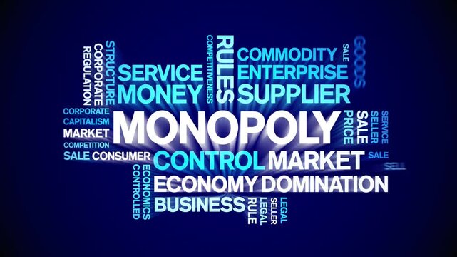 Monopoly animated word cloud-text design animation tag kinetic typography seamless loop.