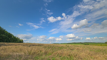 A Stunningly Beautiful Landscape Featuring Lush Green Fields Set Against a Clear Blue Sky
