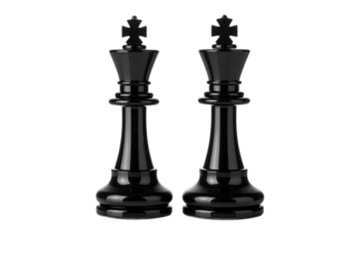 Two Black Chess King Regal Variations, isolated on transparent background