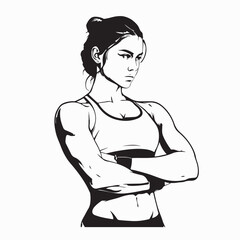 Strong Woman with Arms Crossed Vector Isolated on white background