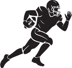 Naklejka premium Silhouette of an american football player running with championship energy