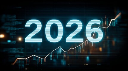See the 2026 financial growth forecast with a vibrant stock market chart and dynamic data visualization for future business success and investment trends