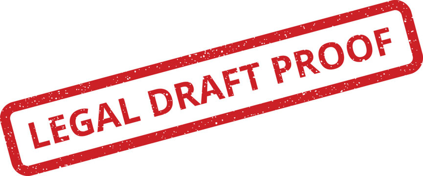 An important red grunge rubber stamp mark signifies a legal draft proof for final verification before publication