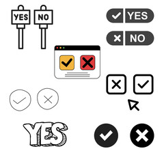 Minimal Yes/No text icons, clean typography, decision-making symbols, modern design for apps, forms, and UI.”
