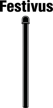 Minimalist black festivus pole with festivus text, symbolizing alternative holiday tradition
