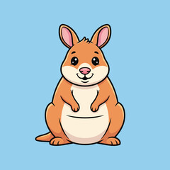 Cute cartoon kangaroo character smiling happily.