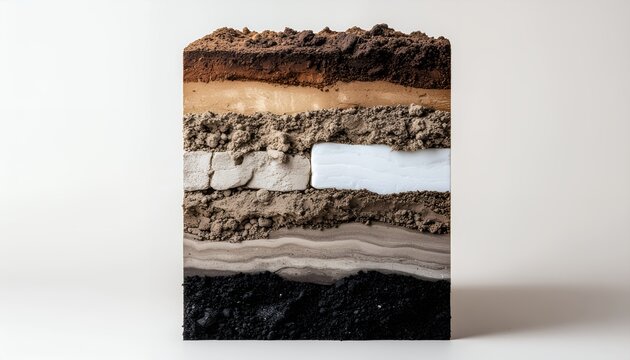 Cross-section of earth's layers showing geological strata