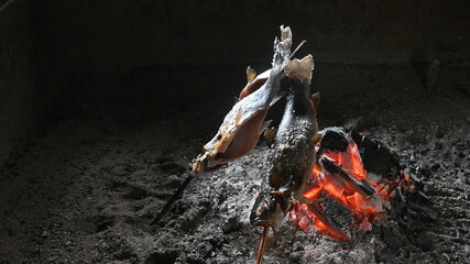 fire in the fireplace