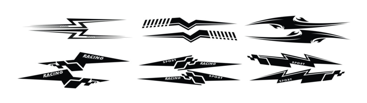 sports stripes car stickers black color racing decals