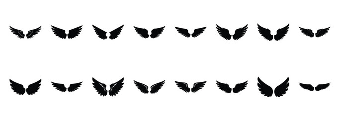 Fototapeta premium angel wings silhouette icon set
