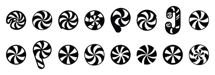candy cane swirl icon set