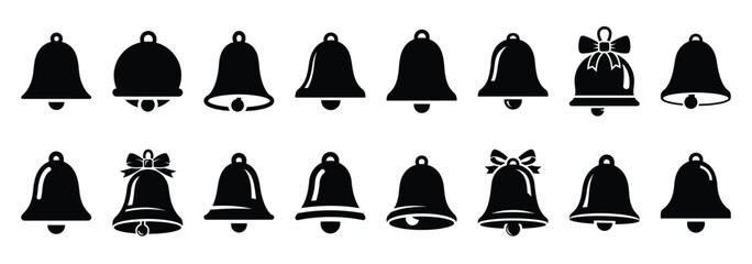 christmas bell silhouette icon set