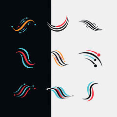 Dynamic abstract flowing lines with dots and curves in vibrant modern design elements perfect for branding and logos
