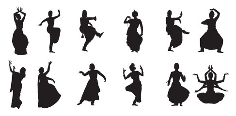 traditional indian dance silhouette 