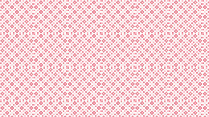 Repeating pink floral pattern with square pixel design creating a vintage style wallpaper effect