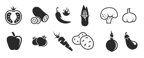 vegetables web icon black on a white background
