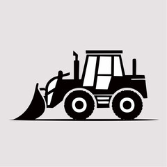 Naklejka premium Bulldozer silhouette icon, heavy construction machinery vector illustration, front loader equipment graphic