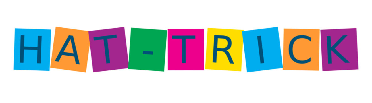 Colorful hat trick text isolated on transparent background