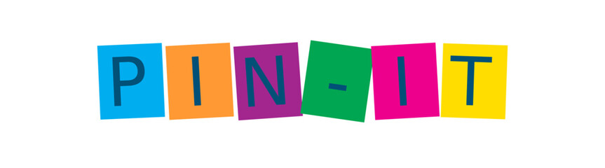 Colorful pin it text isolated on transparent background