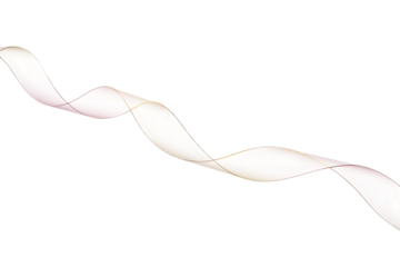 A flowing white ribbon elegantly curves and twists in a graceful motion isolated on transparent background
