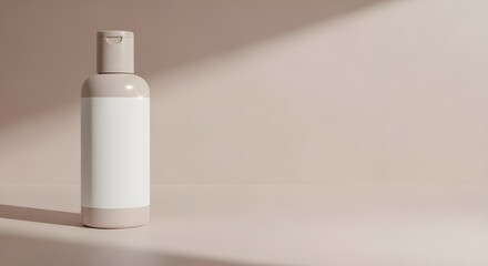Beige premium cosmetic bottle mockup with soft elegant lighting