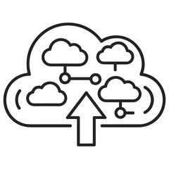 Cloud computing network upload icon, data storage and transfer technology concept