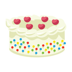 Cake with Hearts and sprinkle illustration