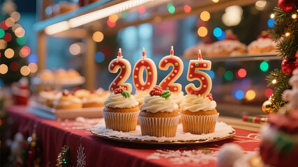 Celebrate 2025 with Festive Cupcakes and Holiday Cheer in a Warm and Inviting Setting