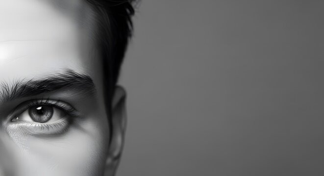 Close-up of a Mans Eye in Striking Black and White Detail