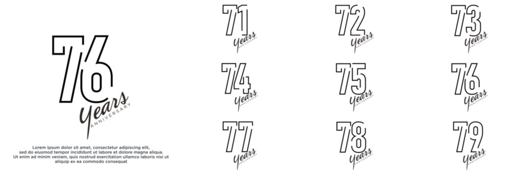 Set of anniversary logo with black color for celebration event