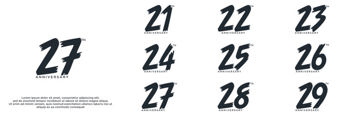 Set of anniversary logo with black color for celebration event