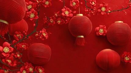 Fototapeta premium chinese new year festive background with red decoration 2026