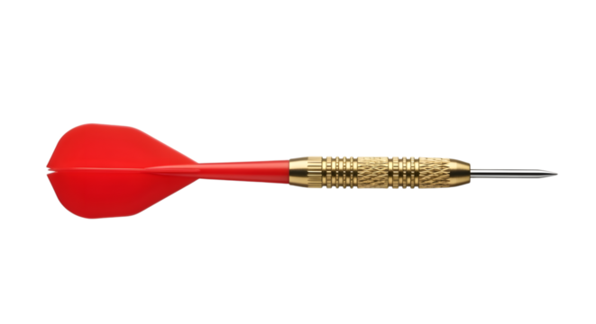 Single red dart isolated on transparent background