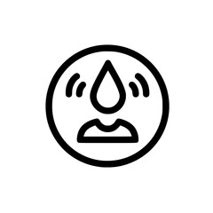 Vector icon of human silhouette with droplet head inside circle design for abstract concept illustration