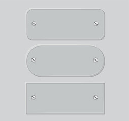 Liquid Glass Transparent Blob, Set of Realistic Gray Metal Cover Plates with Screws and Realistic Liquid Glass Glossy Element, 