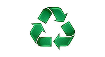 Green glossy recycling symbol illustration isolated for eco design