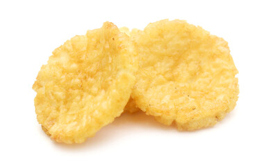 Fried crispy chicken nuggets on white background. Fried chicken nuggets isolated on white background