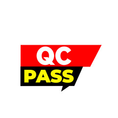 Qc pass png, Qc done label, inspection success sign, certified product badge, clean digital file