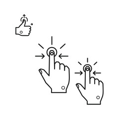 Fototapeta premium Set of line icons showing hand gesture for tap, click, swipe up, and touch interaction