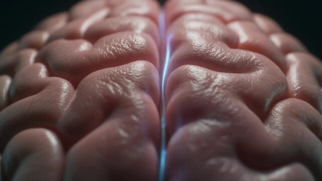 Close cinematic scan over the surface of a brain cortex