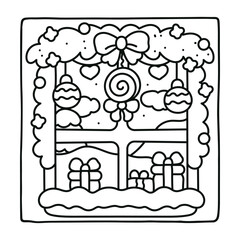 Christmas Window Coloring PagesBold&Easy,   Boldcoloring, Christmas, cute candle with holly bold & easy cute christmas coloring page, Whimsical Gingerbread House Coloring Pages for Kids & Adults, 