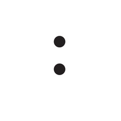 Two vertical dots icon, great for ellipsis, menu, or illustrating continuation, options, and minimalist UI elements.