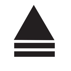 Fototapeta premium Triangle with horizontal lines icon, suitable for warning signs, hierarchy, or illustrating stability, direction, and structured design.