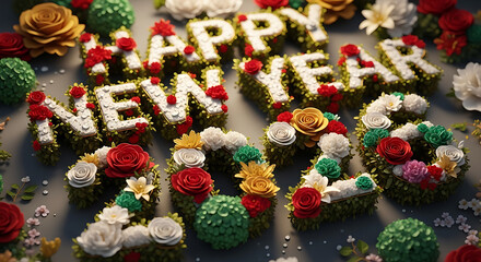 Fototapeta premium Floral happy new year display