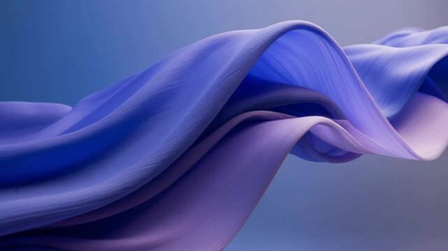 Smooth Loop blue and purple fabric wave floating in the air 
