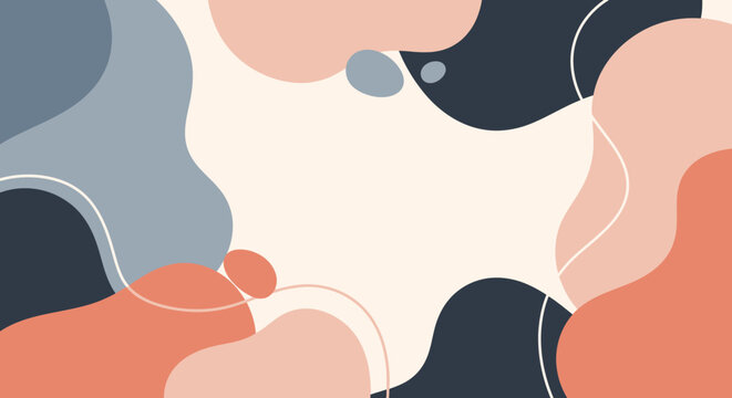 Modern abstract background with flowing organic shapes in muted pastel tones, perfect for creative design projects and contemporary digital art